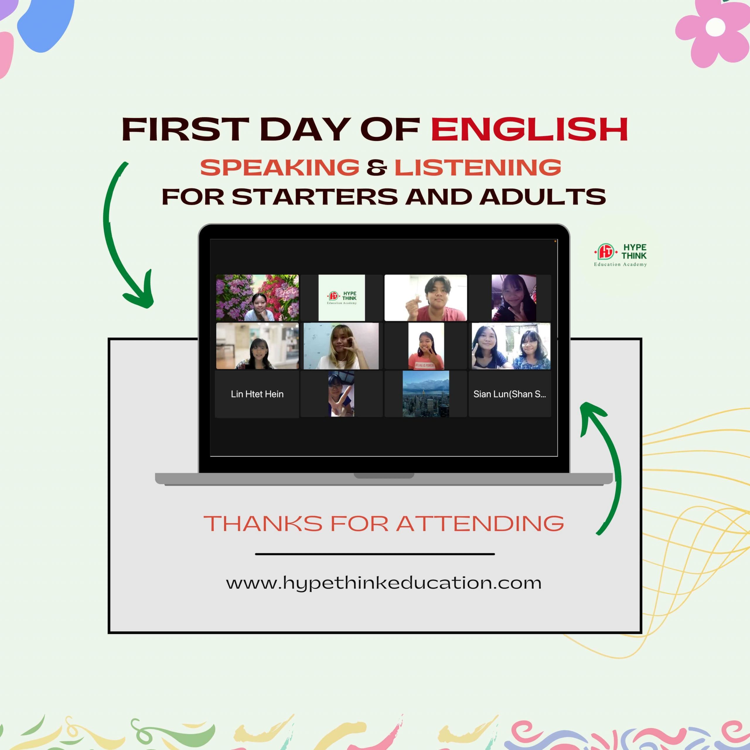 First Day Of English Speaking And Listening For Starters And Adults